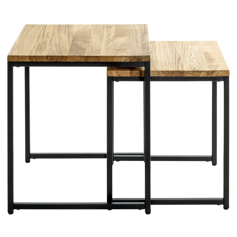 Saskatoon Wooden Nest Of 2 Tables In Oak And Black