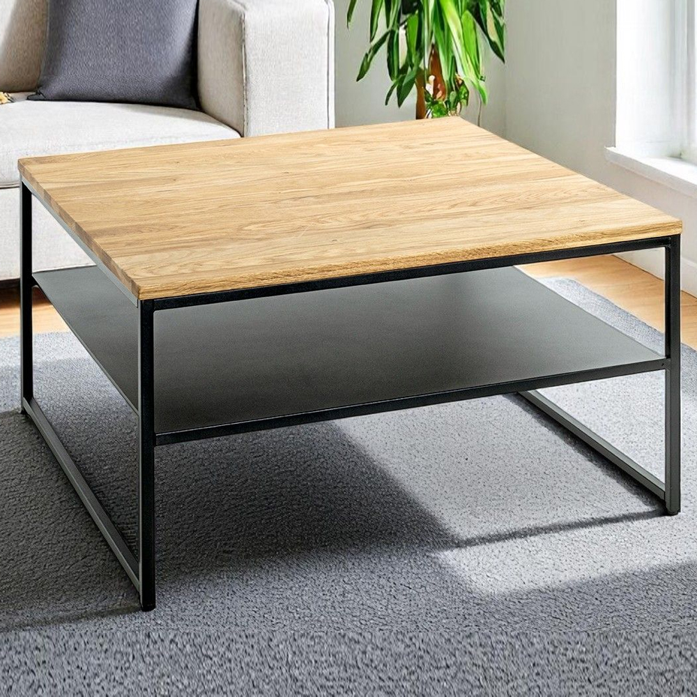 Saskatoon Wooden Rectangular Coffee Table In Oak And Black