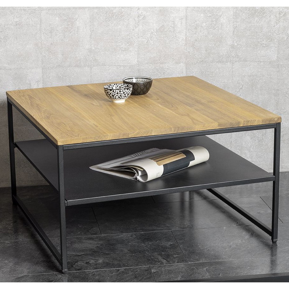 Saskatoon Wooden Rectangular Coffee Table In Oak And Black