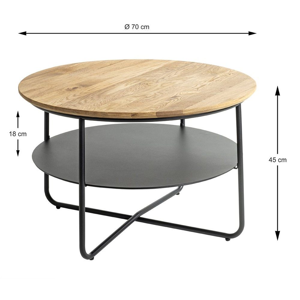 Saskatoon Wooden Round Coffee Table In Oak And Black
