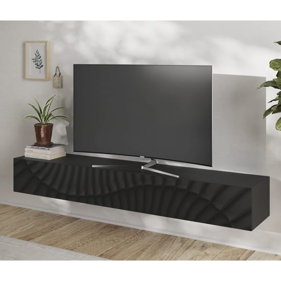 Read more about Sassari wide wooden tv stand with 1 door in anthracite