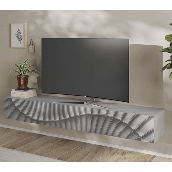 Read more about Sassari wide wooden tv stand with 1 door in concrete effect