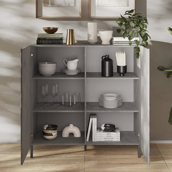 Sassari Wooden Sideboard With 2 Doors In Concrete Effect