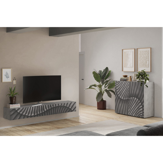 Sassari Wooden Sideboard With 2 Doors In Concrete Effect