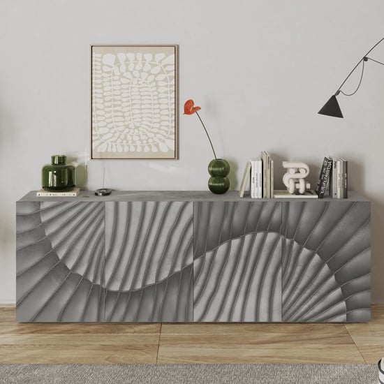 Read more about Sassari wooden sideboard with 4 doors in concrete effect
