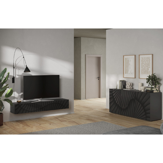 Sassari Wooden TV Stand With 1 Door In Anthracite