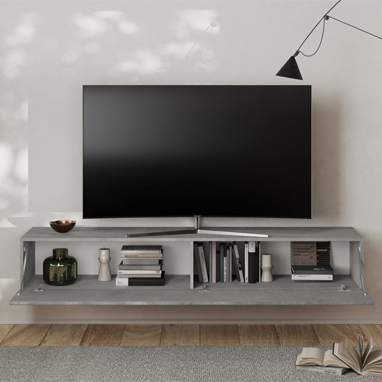 Sassari Wooden TV Stand With 1 Door In Concrete Effect