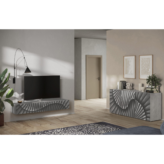 Sassari Wooden TV Stand With 1 Door In Concrete Effect