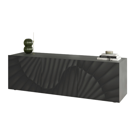 Sassari Wooden TV Stand With 3 Doors In Anthracite