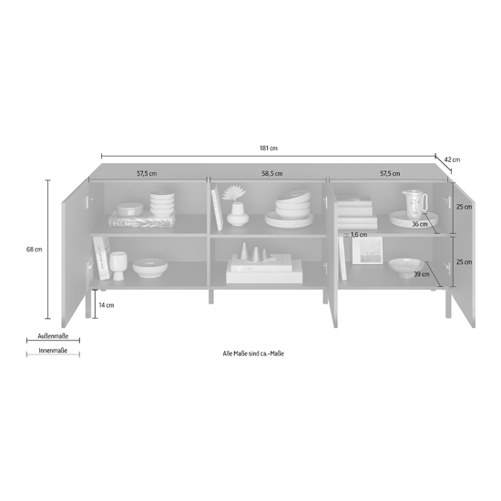Sassari Wooden TV Stand With 3 Doors In Anthracite