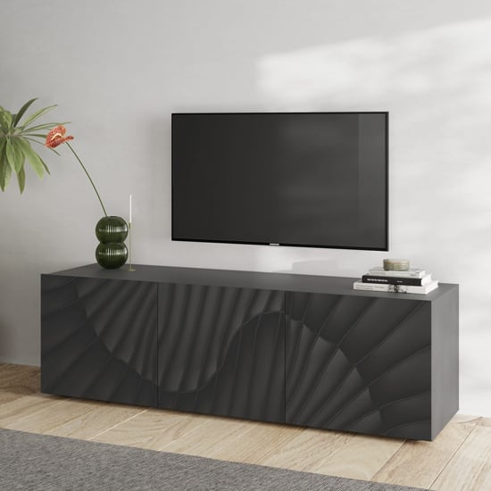 Read more about Sassari wooden tv stand with 3 doors in anthracite
