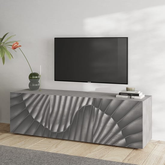 Read more about Sassari wooden tv stand with 3 doors in concrete effect