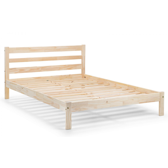 Sassnitz Wooden Double Bed In Unfinished Pine