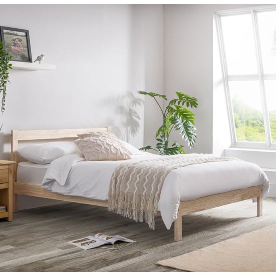 Product photograph of Sassnitz Wooden Double Bed In Unfinished Pine from Furniture in Fashion