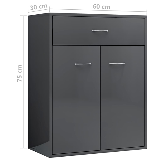 Sassy High Gloss Sideboard With 2 Doors 1 Drawer In Grey_6