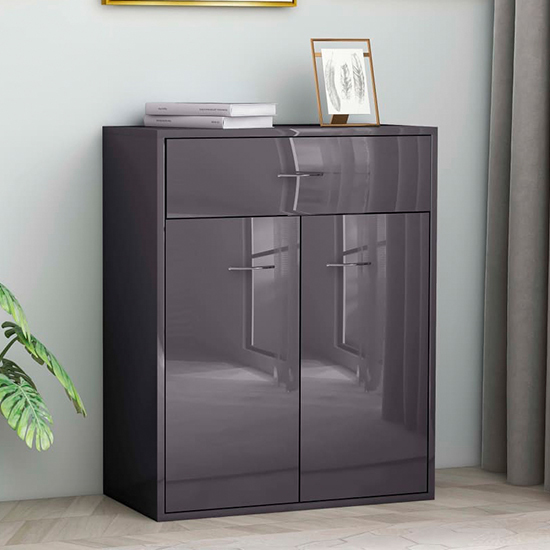 Sassy High Gloss Sideboard With 2 Doors 1 Drawer In Grey_1