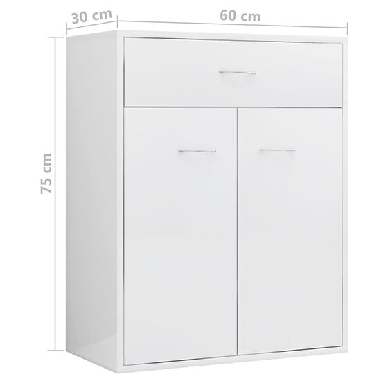 Sassy High Gloss Sideboard With 2 Doors 1 Drawer In White_5