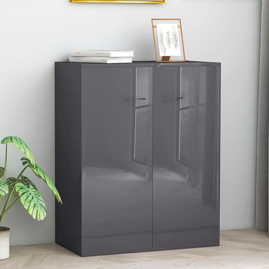 Sassy High Gloss Sideboard With 2 Doors In Grey_1