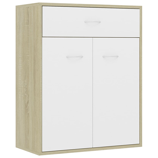 Sassy Wooden Sideboard With 2 Door 1 Drawer In White Sonoma Oak_2