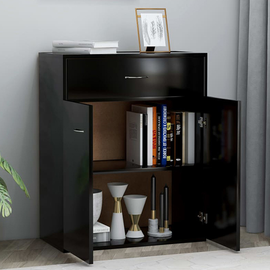 Sassy Wooden Sideboard With 2 Doors 1 Drawer In Black_2