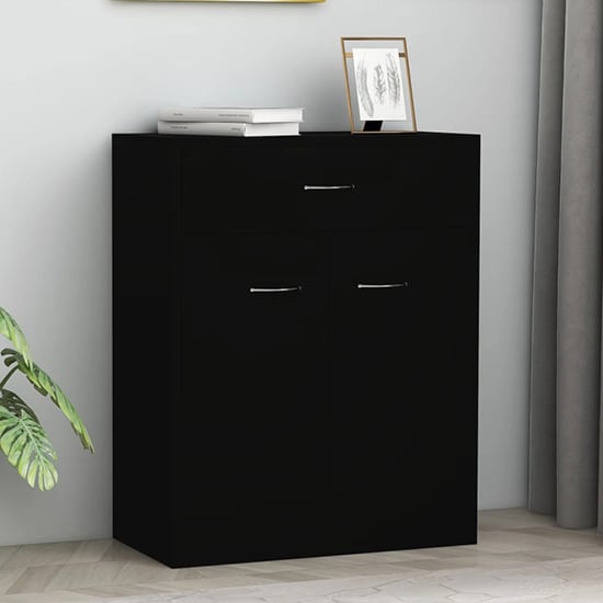 Sassy Wooden Sideboard With 2 Doors 1 Drawer In Black_1