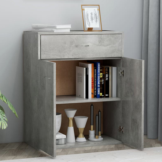 Sassy Wooden Sideboard With 2 Doors 1 Drawer In Concrete Effect_2