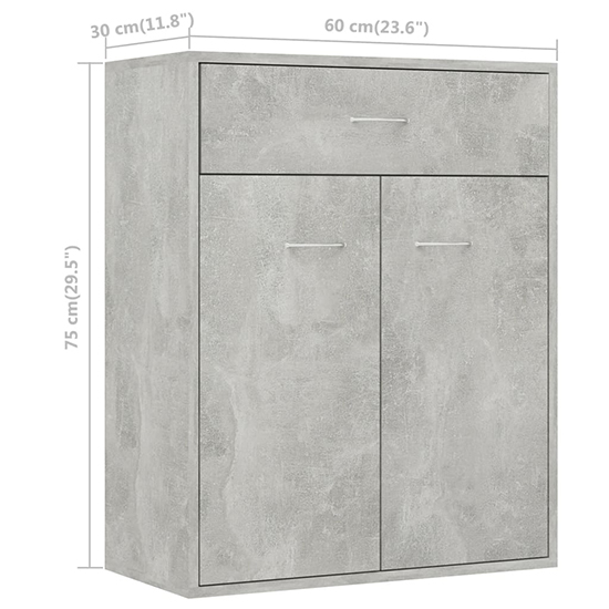 Sassy Wooden Sideboard With 2 Doors 1 Drawer In Concrete Effect_5