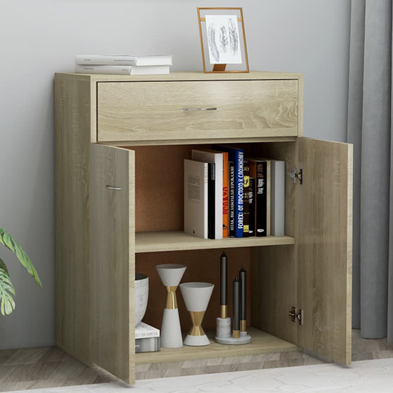 Sassy Wooden Sideboard With 2 Doors 1 Drawer In Sonoma Oak