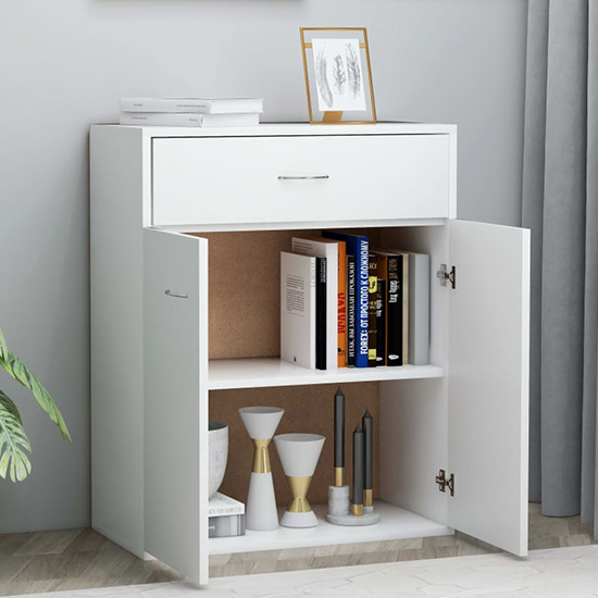 Sassy Wooden Sideboard With 2 Doors 1 Drawer In White