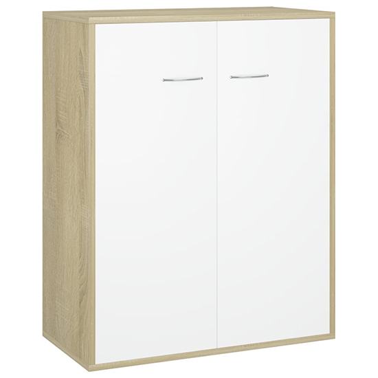 Sassy Wooden Sideboard With 2 Doors In White And Sonoma Oak_3