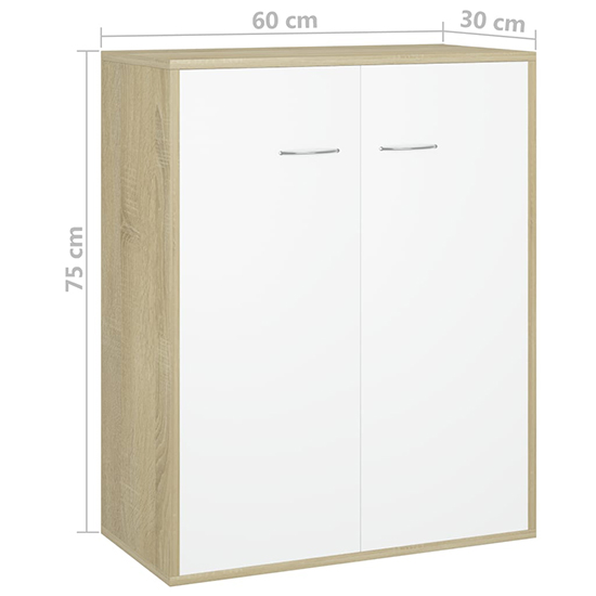 Sassy Wooden Sideboard With 2 Doors In White And Sonoma Oak_5