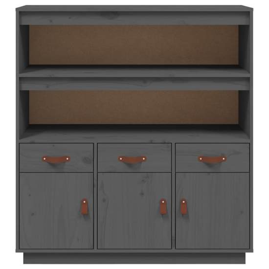 Satha Pinewood Highboard With 3 Doors 3 Drawers In Grey_4