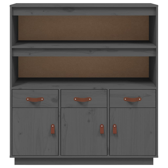 Satha Pinewood Highboard With 3 Doors 3 Drawers In Grey