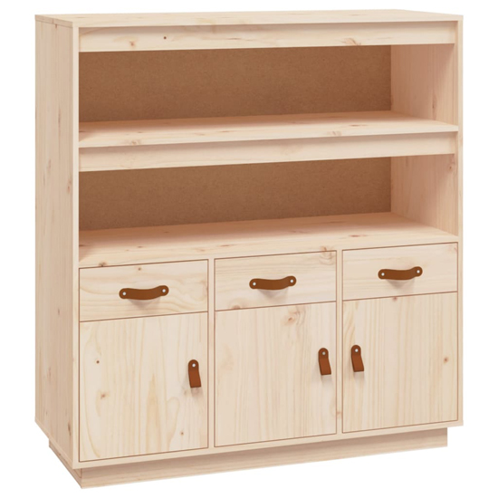Satha Pinewood Highboard With 3 Doors 3 Drawers In Natural_3