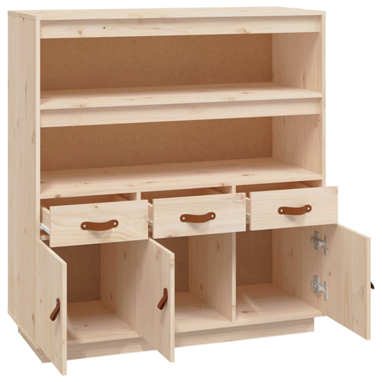 Satha Pinewood Highboard With 3 Doors 3 Drawers In Natural_5