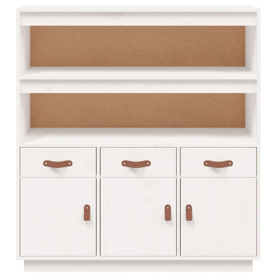 Satha Pinewood Highboard With 3 Doors 3 Drawers In White_4