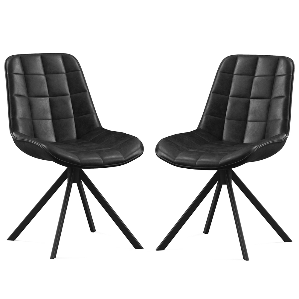 Satie Black PU Leather Dining Chairs in Pair