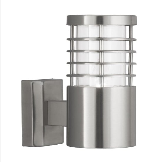 Satin Silver Outdoor Light With Polycarbonate Diffuser