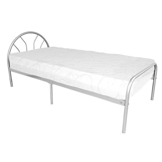 Product photograph of Satoko Metal Single Bed In Silver from Furniture in Fashion
