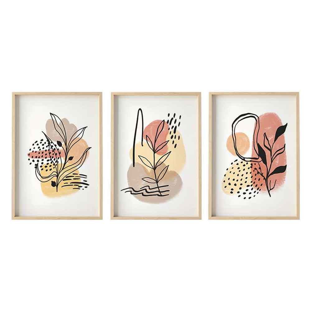Satori Wooden 20x30cm Desert Bloom Art of Frame Set of 3 in Multicolour