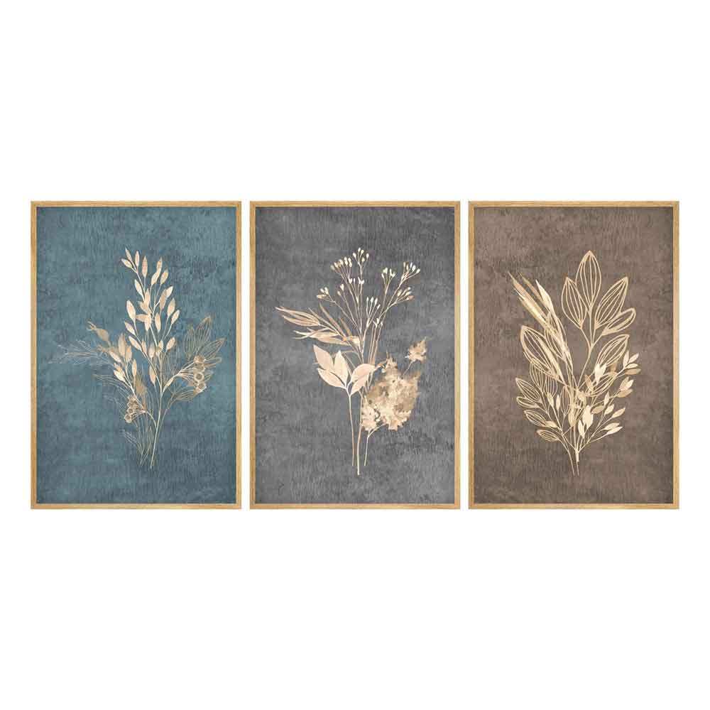 Satori Wooden 20x30cm Gilded Harvest Art of Frame Set of 3 in Multicolour