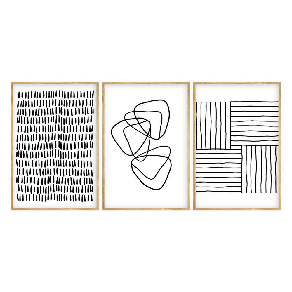Satori Wooden 20x30cm Ink Rhythm Art of Frame Set of 3 in Multicolour