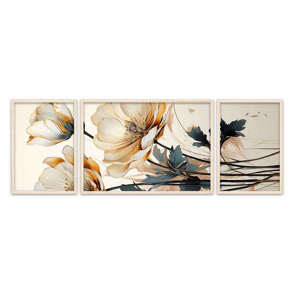 Satori Wooden Luxor Bloom Wall Frame Set of 3 in Multicolour