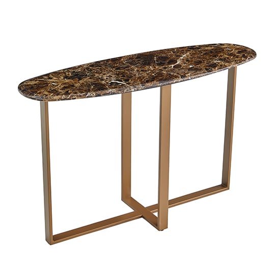 Satria Crystal Stone Console Table Oval In Sienna