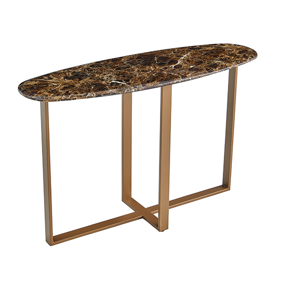 Product photograph of Satria Crystal Stone Console Table Oval In Sienna from Furniture in Fashion