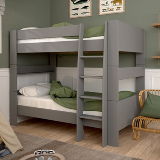 Satria Kids Wooden Bunk Bed In Folkestone Grey