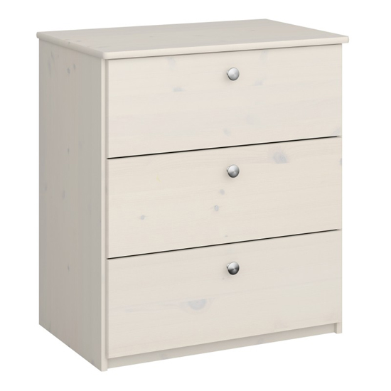 Product photograph of Satria Kids Wooden Chest Of 3 Drawers In Whitewash from Furniture in Fashion