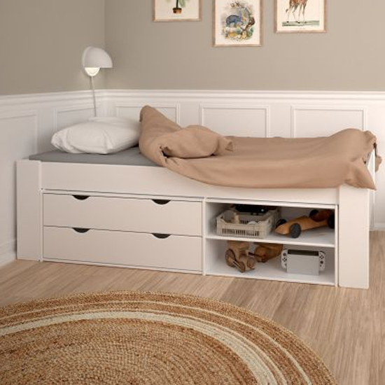Product photograph of Satria Kids Wooden Single Bed With Storage Guest Bed In Brown from Furniture in Fashion
