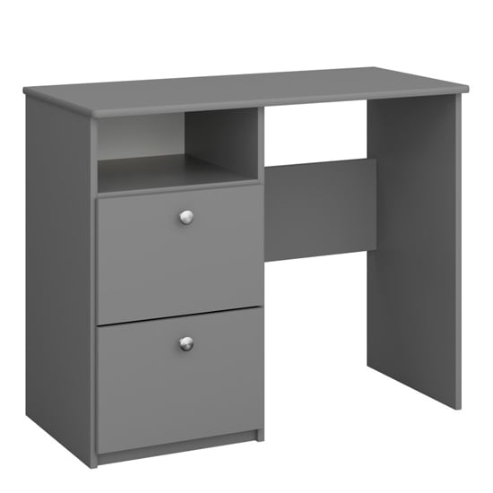 Product photograph of Satria Kids Wooden Wooden Computer Desk With 2 Drawers In Grey from Furniture in Fashion