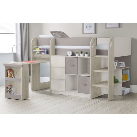 Product photograph of Sadiki Wooden Midsleeper Bunk Bed In Taupe from Furniture in Fashion